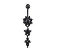 LAYCHEN 1pc Lungo Penzolato Zircone Piercing All'ombelico Ciondolo Fiore Ombelico Anelli Piercing Pancia Gioielli per Il Corpo Donne Ragazze