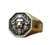 LAYCHEN Anelli Con Testa Di Leone 3d Dettagliati Per Uomo Donna Punk Trendy Prepotente Regalo Di Gioielli Animali Vintage