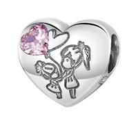 LAYCHEN Bracciale E Bracciale Rigido Da Donna In Argento Sterling 925 Con Perline A Forma Di Cuore In Zircone Rosa A Forma Di Sorellanza Per Sempre