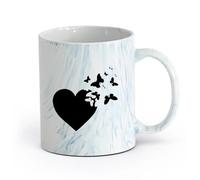 LAYEHDF ceramica Tazze da caffè, tazze da tè e caffè Cuore Farfalle Romanticismo Amore （11oz/320ml） Caffè, tè, latte macchiato, latte, cacao, succhi di frutta e altre bevande calde Blu marmo