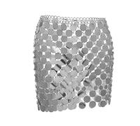 Layered Waist Chain Belt, Women Waist Chain for Dress Multilayer Hollow Sequins Belly Chain for Women Waist Belts(Silver)