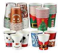 Layhit 120 bicchieri di carta usa e getta di Natale, bicchieri di carta per caffè, Babbo Natale, elfo, pupazzo di neve, alce, bevande calde e fredde, per uso quotidiano, vacanze, tè, cacao, bevande