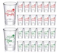 Layhit 24 bicchieri natalizi con scritta "Naughty or Nice Team", colore verde e rosso, senza stelo, per cocktail, vino, Natale, decorazioni natalizie, forniture per bevande, regalo