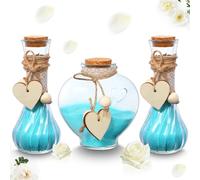 Layhit Il set per cerimonia di sabbia Unity include 3 vasi decorativi con maniche in iuta e pizzo e corda di canapa amore in legno, kit personalizzato per cerimonia nuziale, sabbia non inclusa