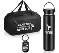 Layhit Set regalo natalizio da 3 pezzi per karate, include borsone sportivo grande da 680,4 g in acciaio inox e divertente portachiavi per karate, per uomini, ragazzi, nuotatori, atleti attivi,