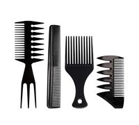 Layhou 4Pezzi Spazzola per capelli Pettine Set Pettine a denti larghi Strumenti per lo styling di parrucchiere Wet Pick Pettine per barbiere Spazzola per capelli antistatica per uomo (nero)