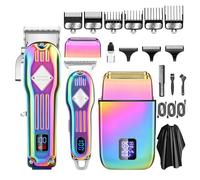 Layhou Tagliacapelli elettrico da uomo, senza fili, set di tagliacapelli da uomo, per parrucchieri con display LCD, 9 pettini, regalo per uomini