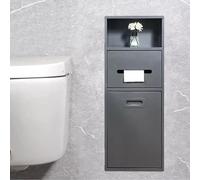 LaYiQimn Nicchia Doccia Doccia a Parete in Acciaio Inossidabile con portarotolo e Supporto da Incasso Grigio 7,8x26x5,5 Pollici, ripiano salvaspazio e Cestino Ribaltabile per Il Bagno