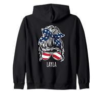 Layla - Chignon disordinato con occhiali da sole con nastro USA Felpa con Cappuccio