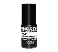 LAYLA ONE STEP Smalto Semipermanente in Gel 3-in-1 Veloce e Facile Applicazione Durata 3 Settimane Alta Pigmentazione Senza Strato di Dispersione 5ML Layla Cosmetics N.49 TRASPARENT (Bianco)