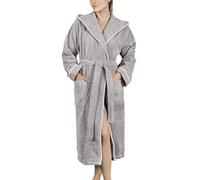 LAYNENBURG Accappatoio da Donna in spugna - collo a scialle - lungo - 100% Cotone (360g/m2) - OEKO TEX Standard 100 - Taglia (XL, Grigio)