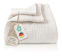 LAYNENBURG Copriletto in mussola Premium 180 x 220 cm - 100% cotone - coperta in cotone extra morbida come coperta accogliente, copriletto, copridivano, copridivano (crema)
