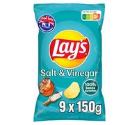 Lay's Salt & Vinegar - Patatine aromatizzate croccanti per una festa di successo (9 x 150 g)