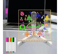 Laysinly lavagna cancellabile a secco in acrilico con supporto luminoso, 20 x 20 CM lavagna bianca chiara LED tavolo da disegno ufficio Memo Piano Note, lavagna LED luce LED calda