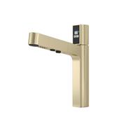 LAZ HOME Rubinetto per lavandino del bagno con spruzzatore estraibile, temperatura gradi Fahrenheit LED Display digitale rubinetto 2 modalità di flusso d'acqua, rubinetti da bagno in ottone per