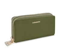Lazarotti Bologna XL Portafoglio da donna in pelle | 2 grandi scomparti con cerniera, 20 scomparti per carte di credito, portamonete, protezione RFID | 20 x 4 x 11 cm, Oliva, taglia unica, Classico