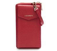 Lazarotti Portafoglio con chiusura a zip in pelle di Bologna, custodia per cellulare, 19 cm rosso