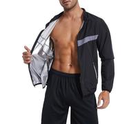LAZAWG Uomo Abbigliamento Sudazione Lunga Camicia Sudazione Sauna Palestra Sauna Suit Shapewear Costume, Giacca nera, L