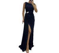 LAZIRO Abiti Estivi A Collo Tondo Plissettati con Spacco Abiti Casual Senza Maniche Abiti da Sera Donna