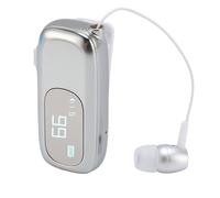 Lazmin112 Auricolare Bluetooth con, Cuffie Wireless Ergonomiche Retrattili con Display LCD Digitale di Alimentazione e Avviso di Vibrazione, per Guidare Affari (Argento brillante elettrolitico)
