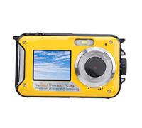 Lazmin112 Camera Impermeabile, Vaso a Batteria Sigillato 2,7K 48 MP 11 Piedi Subacquee Doppie Schermi per il Viaggio (YELLOW)
