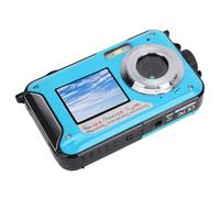 Lazmin112 Camera Impermeabile, Vaso a Batteria Sigillato 2,7K 48 MP 11 Piedi Subacquee Doppie Schermi per il Viaggio (BLUE)