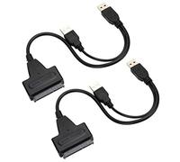 Lazmin112 Cavo di Conversione da 2 Pezzi, Cavo Adattatore USB 2.0 7 + 15 Pin da 480 Mbps per SSD/Disco Rigido da 2,5 Pollici, Supporto per XP/7/8/10/OS X