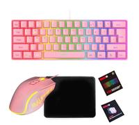 Lazmin112 Combinazione Tastiera e Mouse da Gioco RGB, Tastiera Meccanica Ergonomica con Retroilluminazione Personalizzabile, Ottica Ad Alta Precisione, Include Tappetino per Mouse (Set rosa)
