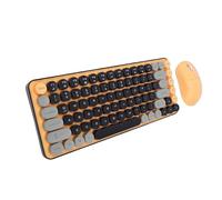 Lazmin112 Combo Tastiera e Mouse Wireless, Copritasti Rotondi retrò da 85 Tasti con Personalizzazione Fai-da-te, Connessione 2.4G per OS X PC Portatile