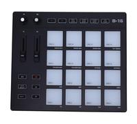 Lazmin112 Controller Drum Pad MIDI, 16 Pad Illuminati RGB con 2 Fader e Manopole Assegnabili, Beat Maker Portatile per la Produzione Musicale, Bassa Latenza e Trasmissione Stabile