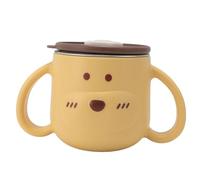 Lazmin112 Coppa Isolata del Bambino, Cartone Animato da 250 Ml a Doppia Manici per le Maniglie per Bambini in Acciaio Inossidabile con Paglia Portatile per l'asilo (YELLOW)