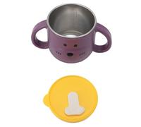 Lazmin112 Coppa Isolata del Bambino, Cartone Animato da 250 Ml a Doppia Manici per le Maniglie per Bambini in Acciaio Inossidabile con Paglia Portatile per l'asilo (PURPLE)