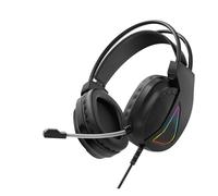 Lazmin112 Cuffie da Gioco H160, Cuffie USB Cablate con Driver da 50 Mm, Rotella di Controllo del Volume, Microfono Staccabile, Cuscinetti Sopra le Orecchie, Illuminazione RGB, per PC,