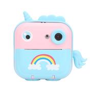 Lazmin112 Fotocamera Istantanea HD da 2,4" per Bambini con connettività BT, Supporto App Paper per Bambini Dai 3 Ai 14 Anni (blu+rosa)