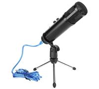 Lazmin112 Kit Microfono USB, Set Microfono a Condensatore Professionle Portatile Un Basso Rumore con Treppiede Pieghevole, Plug And Play, Adatto per Intervista/videoconferenze/Chat Online