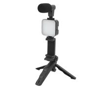 Lazmin112 Kit Video Vlogging per Smartphone, Kit Creatore di Contenuti con Luce di Riempimento LED Regolabile, Supporto per Telefono, Microfono, Treppiede, per Registrazione Video