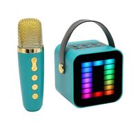 Lazmin112 Macchina per Karaoke, Mini Altoparlante Karaoke Portatile con 2 Microfoni Wireless Portatili e Luce Pickup Rgb, per Feste a Casa, Regali di Complanno per Ragazzi e (GREEN)