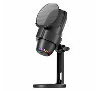 Lazmin112 Microfono da Gioco, Microfono USB per PC con Luci, Silenziamento, Guadagno, Microfono a Condensatore con Cancellazione del Rumore per Podcast, Streaming, Registrazione (BLACK)