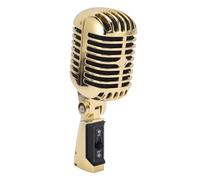 Lazmin112 Microfono Dinamico, Microfono retrò Vintage con Pickup Cardioide Professionale con Supporto Antiurto per la Registrazione in Studio di Performance Sul Palco (GOLD)