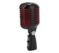 Lazmin112 Microfono Dinamico, Microfono retrò Vintage con Pickup Cardioide Professionale con Supporto Antiurto per la Registrazione in Studio di Performance Sul Palco (BLACK)