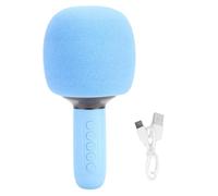 Lazmin112 Microfono Karaoke Wireless Bluetooth, Illuminazione Ambientale RGB Microfono con Cancellazione del Rumore Jack AUX da 3,5 Mm, con Soppressione Vocale per Esercizi di Canto Duetto (BLUE)