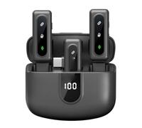 Lazmin112 Microfono Lavalier Wireless, Microfono con Cancellazione del Rumore con Effetto Riverbero, 2 Microfoni per la Fotocamera del Cellulare Registrazione Video