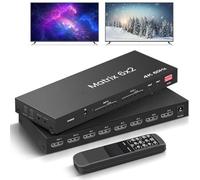 Lazmin112 Multiviewer 6x2, Switcher 4K 60Hz con Larghezza di Banda 18 Gbps, Gestione EDID, Doppie Uscite Ottiche SPDIF e AUX da 3,5 Mm, per TV, PC, Console di Gioco (Spina europea)