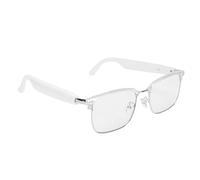 Lazmin112 Occhiali Intelligenti, Filtro Luce Blu, Controllo Touch, Assistente Vocale Ai, Riprese Wireless, Chiamate a Mani Libere, Riproduzione Musicale, Occhiali Sole Intelligenti (Silver White)
