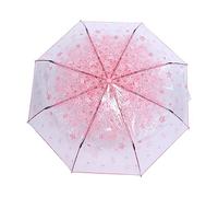 Lazmin112 Ombrello Pieghevole Trasparente, Ombrello Esterno Trasparente Cherry Blossom Ombrello Pioggia per Ragazze alla Moda(Rosa)