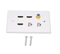 Lazmin112 Piastra a Muro per Cavi a 6 Porte, 3 Interfaccia 2 Porte Cat 1 Tv Head, Piastra a Muro Av di Rete con Jack Ethernet Rj45, per Televisoni Ad Alta Definitioni Balomici