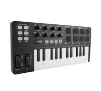 Lazmin112 Tastiera Controller MIDI USB a 25 Tasti, Produzione Musicale Portatile con 8 Pad per Batteria, Display a 8 Manopole, per PC FL Studio Cubase Logic Pro