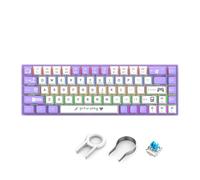 Lazmin112 Tastiera Da Gioco Cablata, 68 Tasti, 17 Luci Miste, Retroilluminazione a Led, Albero Intercambiabile a Caldo, Interruttore Blu, Tasti Bicolore, Tastiera Da Gioco (Interruttore blu - bianco