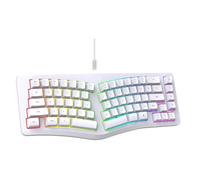 Lazmin112 Tastiera Ergonomica a 69 Tasti, Tastiera per Computer USB Divisa Cablata con 18 modalità Retroilluminate RGB e Poggiapolsi, per Mac PC Laptop Office Home (WHITE)