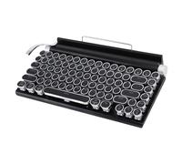 Lazmin112 Tastiera per Macchina da Scrivere retrò, Tastiera da Gioco Meccanica Vintage con Interruttori Blu, Copritasti Rotondi Punk, Retroilluminazione Bianca, connettività USB C BT, per (BLACK)